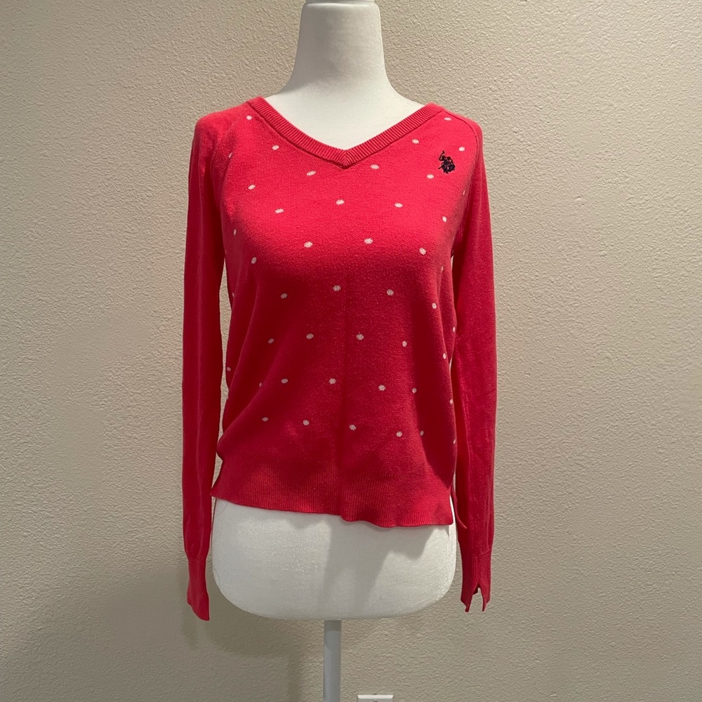 U.S. Polo Assn. Women’s V-Neck Dot Sweater
